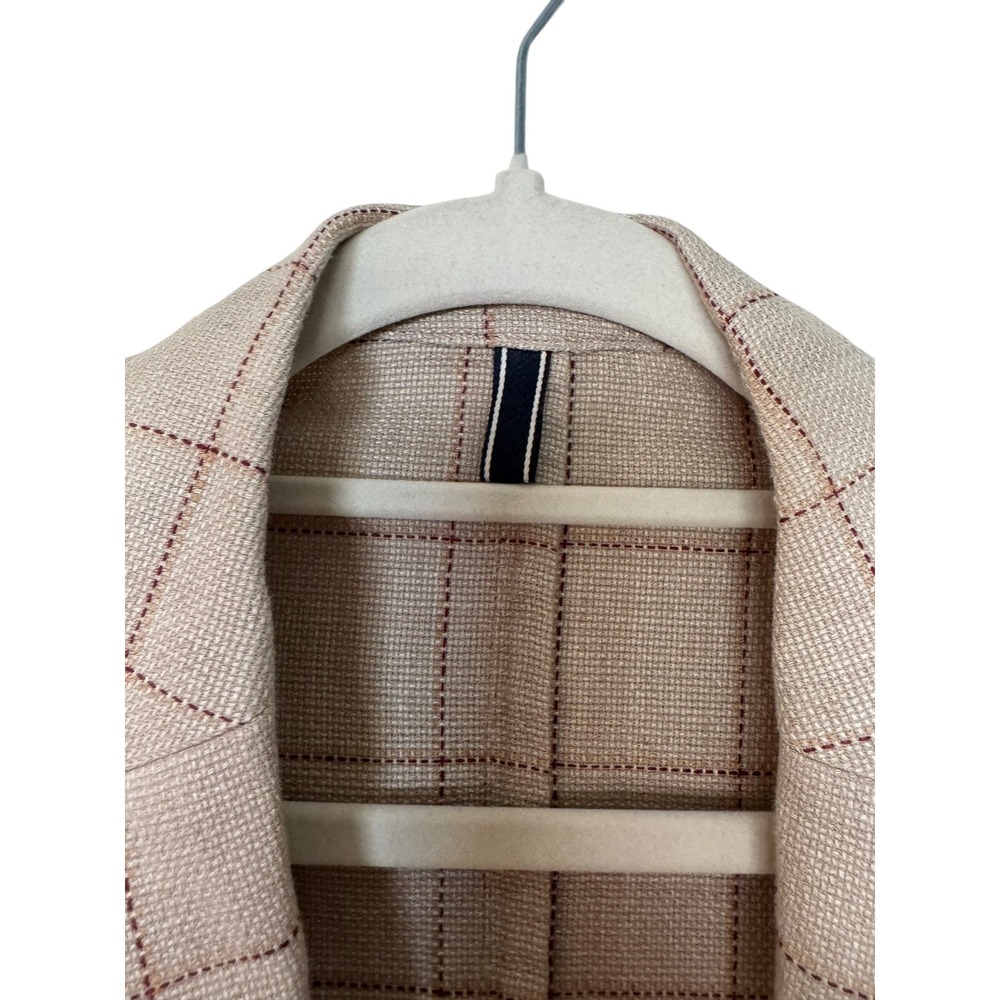 LBM 1911 Beige Checker Casual Men's Coat Summer Jacket Light Fabric Tailored - Picture 3 of 14